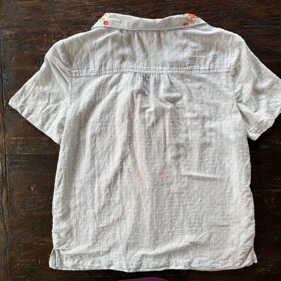 Anthropologie Maeve Pale Blue Christie Embroidered Short Sleeve Button Down 8 - Picture 8 of 13